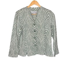 Vintage Pablo Collection Petites 8 8P Green Shimmer Knit Zebra Blazer Jacket