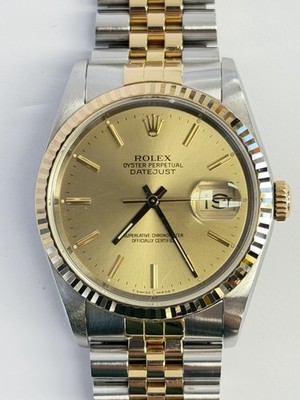 Rolex Datejust Stainless Steel & 18k Gold 36mm Automatic Watch 16233