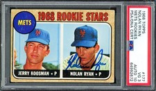 Nolan Ryan Signed 1968 Topps RC 177 New York Mets PSA 3 Sig 10 PSA/DNA