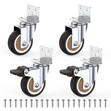HOLKIE 50mm Heavy Duty Side Mount Castor Wheels with Brakes for Furniture