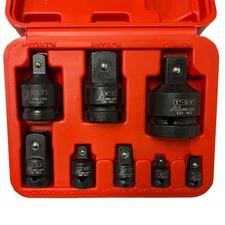 - 8pc Impact Socket Adapter Reducer Set, CR-MO, Professional Grade Socket Red...