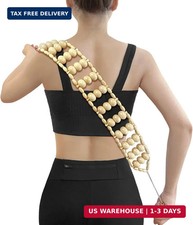 Wood Back Massager Roller Rope, Manual Massage Strap for Back, Neck, Shoulders,