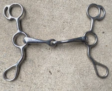 5" Stainless Western shanked snaffle bit w/ jointed  mouth