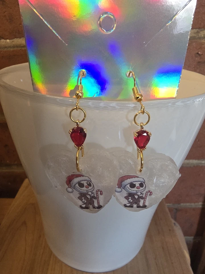 Pendientes Pesadilla antes de Navidad Jack Skellington 2,5" acero inoxidable resina Foto 3 de 3