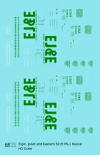 K4 HO Scale Decals Elgin Joliet and Eastern 50 Ft Single Door Boxcar Green