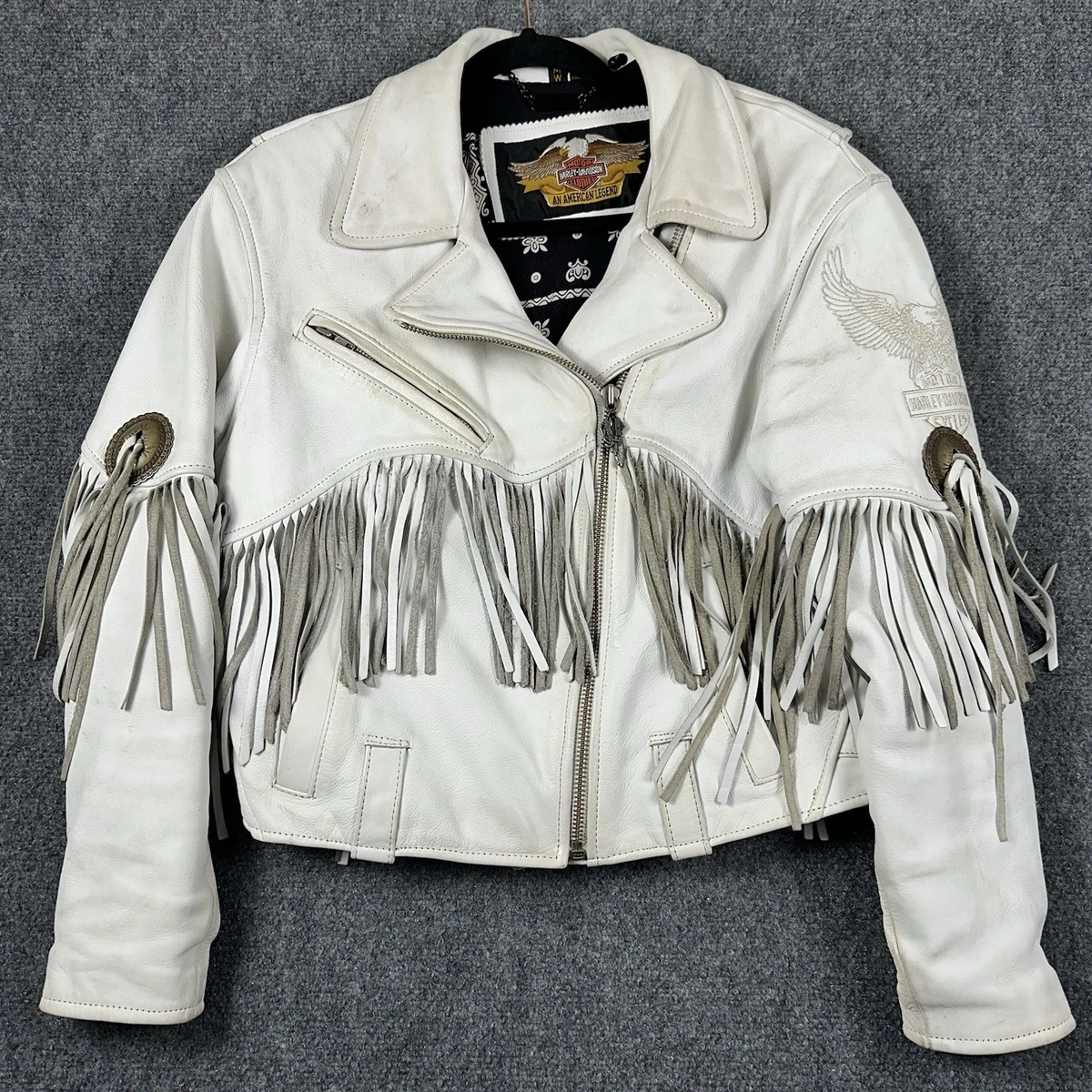 ジャケット・アウター Harley Davidson White Leather Jacket Harley-Davidson White Leather Outer Shell Coats, Jackets & Vests