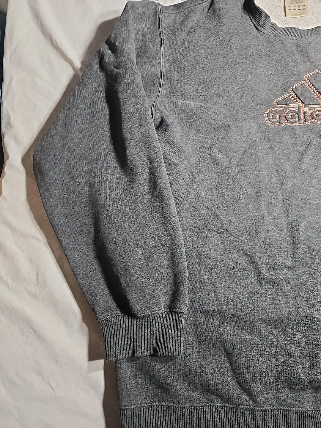 Vintage 90s Adidas Pullover Crewneck Sweatshirt Gray/orange Embroidered Large - product detail image 4