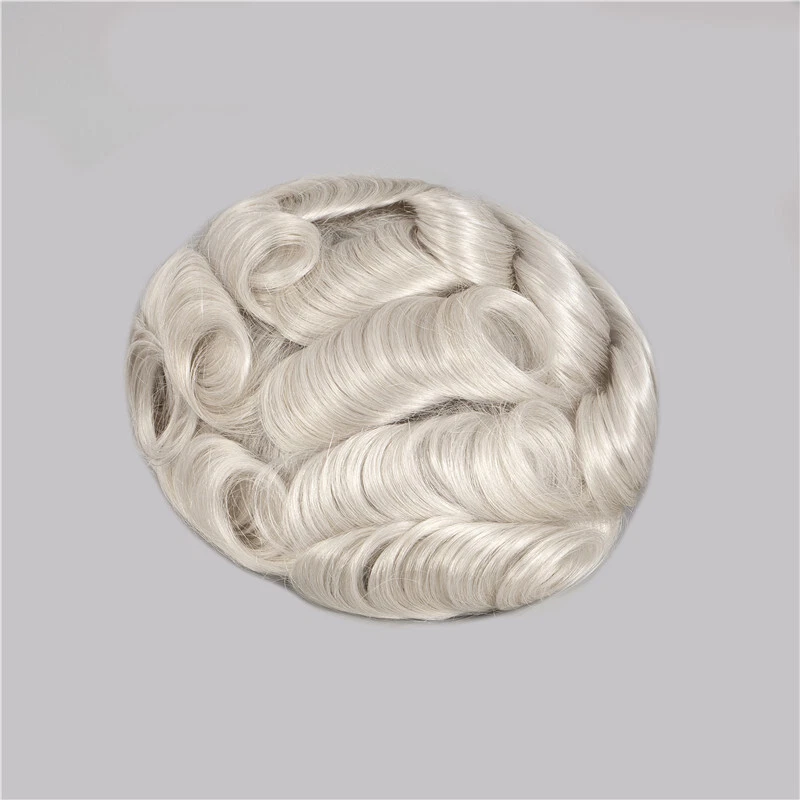 #60 Rubio Toupee para Hombres 10x8 pulgadas Vista Onda Encaje con PU Alrededor Pieza para Hombres Foto 2 de 4