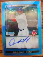 2009 Bowman Chrome Prospects Argenis Diaz Blue Refractor RC BCP104 Auto /150