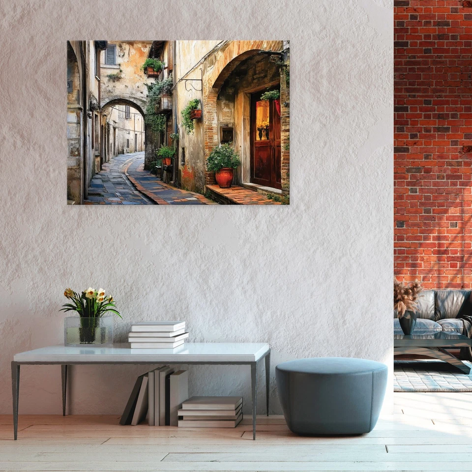 Leinwand Bilder Italien Gasse Stadt Wandbilder Groß Leinwandbild XXL Bilder - Bild 2 von 4
