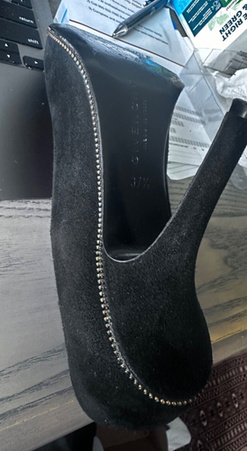 Givenchy BLACK suede Pointy Toe Stilettos dress Pumps NEW great details 37 1/2 - Picture 12 of 12