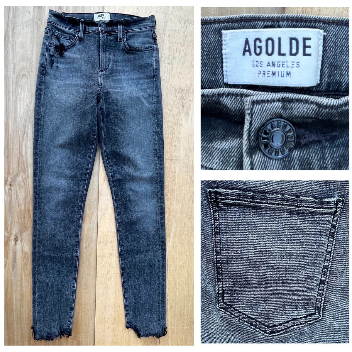 AGOLDE LOS ANGELES PREMIUM Women's Frayed Hem Stretch Denim