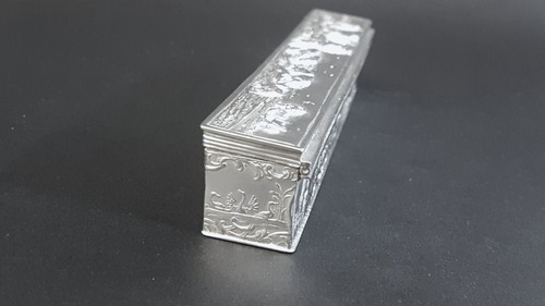 HM Ldn 1915 Foreign Import German Sterling Silver Narrow Oblong Trinket Box 86g - Picture 8 of 19