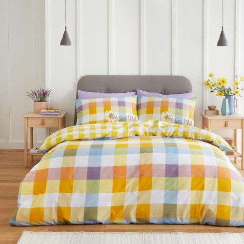 Ginghum Check Duvet Quilt Cover Set Single Double King Size Bed Printed Bedding - Picture 5 of 5