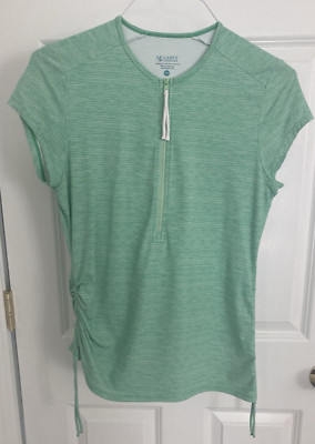 Carve Designs Women's Green 1/2 Zip Short Sleeve Cinched Drawstring - Medium