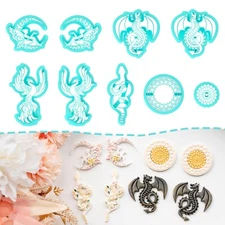 Mythical Clay Cutters, 9 Shapes Polymer Clay Cutters for Earrings Making, Pho...