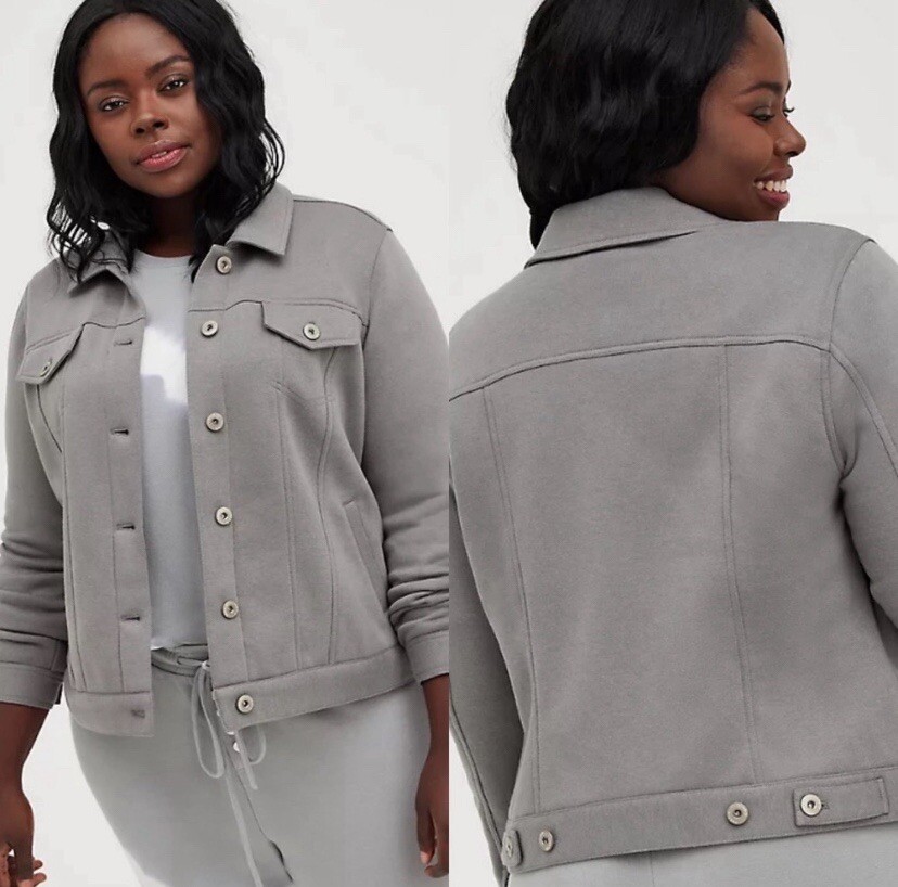 Torrid Fleece Gray Trucker Shacket Jacket Coat W Pockets Buttons Sz 2 Or 2X