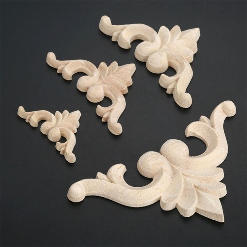Natural Onlay Applique Wood Carved Flower Decal Furniture Mirror Window Decor - Picture 3 of 44