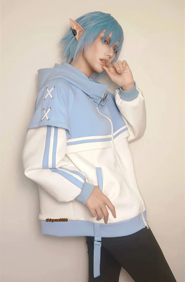 FF14 Azul Carbuncle Capucha Cremallera Sudadera con Capucha Informal Pullover Abrigo Disfraz Top Foto 3 de 4