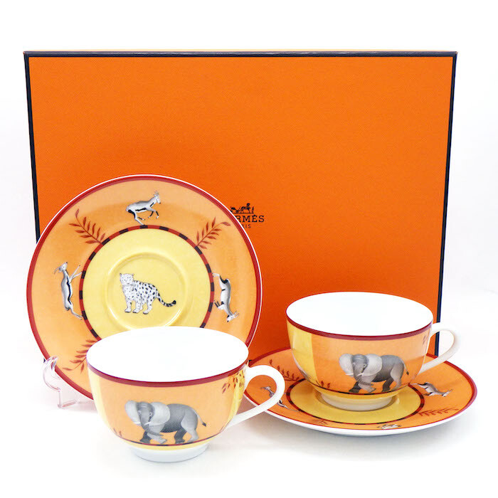 Hermes Africa Orange Tea Cup Saucer Tableware 2 set Animal Hermes Africa Orange Tea Cup Saucer Tableware 2 set Animal
