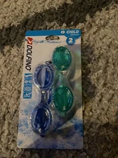 DOLFINO Child 2 Pack Swim Goggles BLUE /TEAL Swimming Pool Kids Water Play Glass