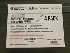 TCP Global Salon World Safety Face Shields with Black Glasses Frames Pack of 4 -