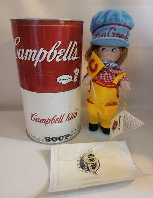 #ad Vintage Campbell#x27;s Soup Porcelain 12quot; quot;Campbell Kidquot; With 11quot; Campbell Can $45.00