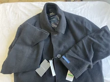 Cole Haan Signature Black Wool Blend Plush Car Coat, Men's L NWT