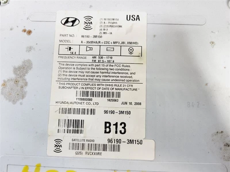 Hyundai Genesis 2009 receptor de radio de audio reproductor de CD 96194-3M000 Foto 2 de 4