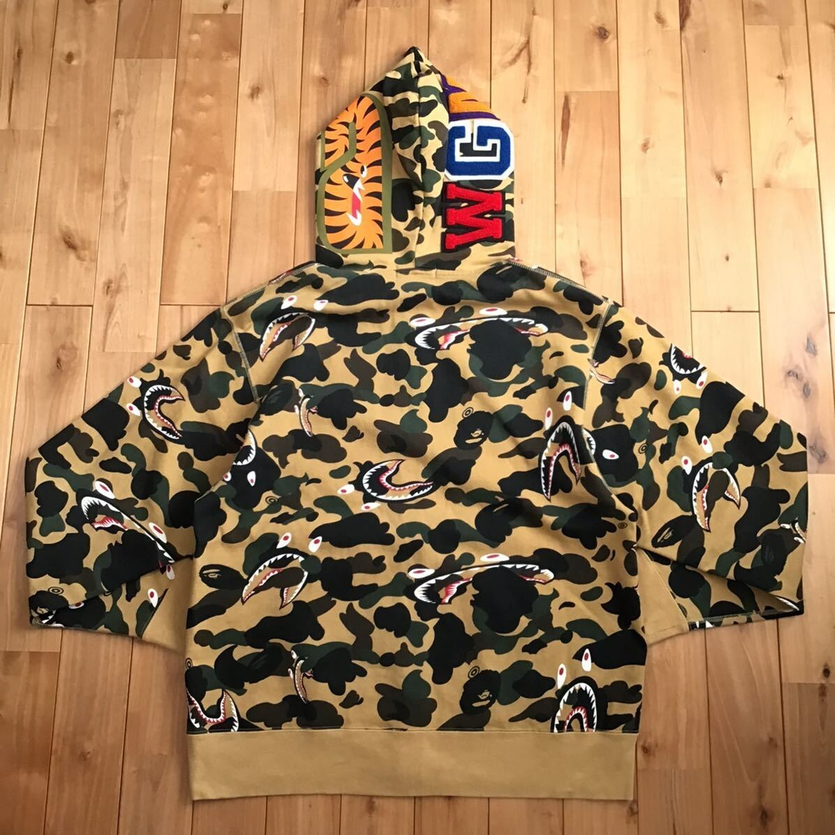 BAPE 1st camo yellow shark full zip hoodie A Bathing Ape