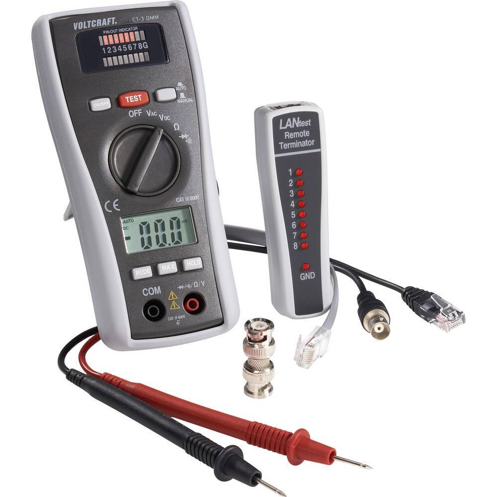 Tester cavi CT-3 DMM VOLTCRAFT CT-3 DMM Adatto per BNC, RJ11 e RJ45