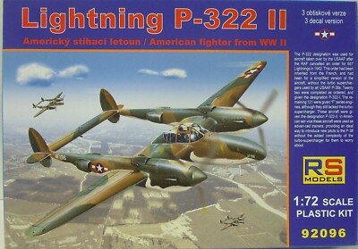 LOCKHEED P-322 II LIGHTNING (U.S. AIR FORCE MARKINGS) #92096 1/72 RS MODELS