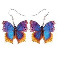 Acrylic Floral Blue Butterfly Dangle Earrings Insects Jewelry Charms Gifts