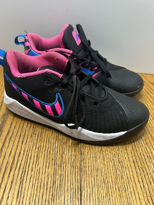 Nike Team Hustle Quick 2 CQ9438-001 Black & Pink Basketball Shoes Size 4Y 6Women