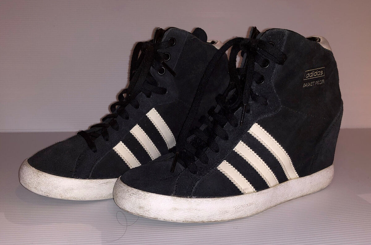 ADIDAS Basket Profi Hi Hidden Wedge Heel Black Sneakers W6.5 ADIDAS Basket Profi Hi Hidden Wedge Heel Black Sneakers W6.5