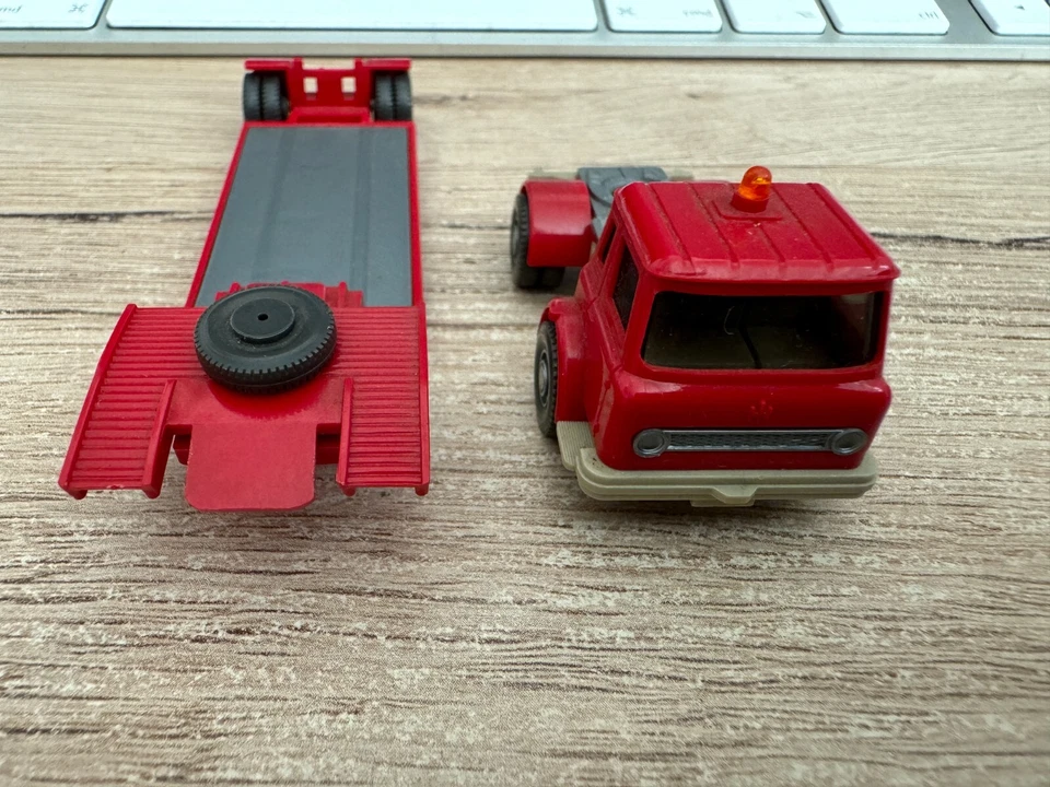 Antico WIKING IH Rimorchio Ribassato Autocarro Buone Condizioni 1:87 - Immagine 3 di 4