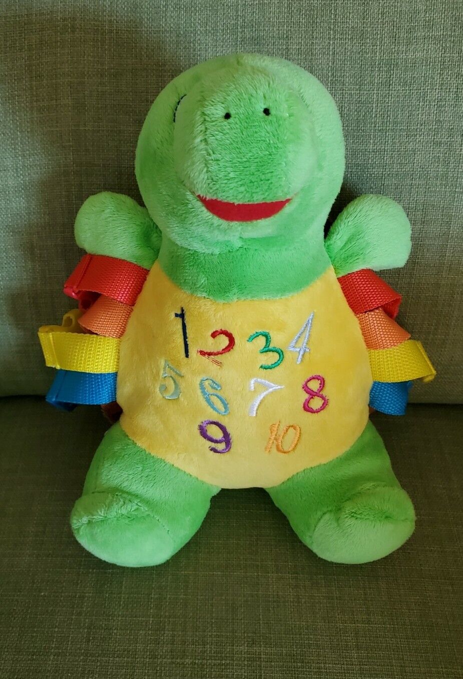 Buckle Toys BUCKY The Turtle Green Plush Colorful Buckles Shapes