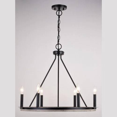 Vaxcel Lighting H0274 Russel 6 Light 25"W Candle Style Chandelier - Matte Black - Picture 6 of 12
