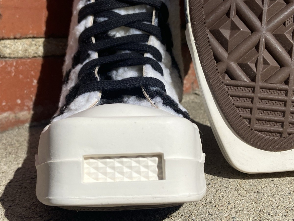 CONVERSE 2023 Rick Owens Dark Shadow Collab Unisex Zebra 6.5 Faux Shearling Shoe Rick Owens - x Converse DRKSHDW TURBODRK teddy sneakers Rick  main image 2
