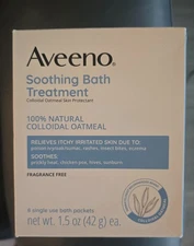 Aveeno Soothing Bath Treatment 8 Single Use Packets in Unopened Box Exp 05/2026
