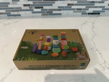 48PCS Toddler Wooden Stacking Building Blocks Learning  Toys Sensory 1-6 years