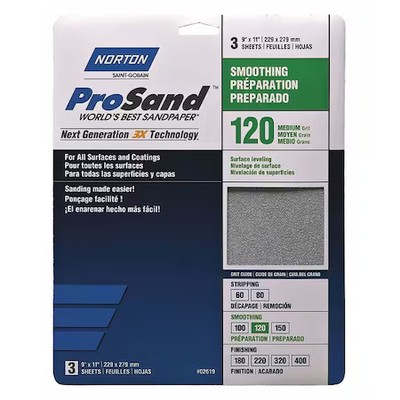 Norton Abrasives 07660768172 Sandpaper Sheet, Fine, 120 Grit, Pk20