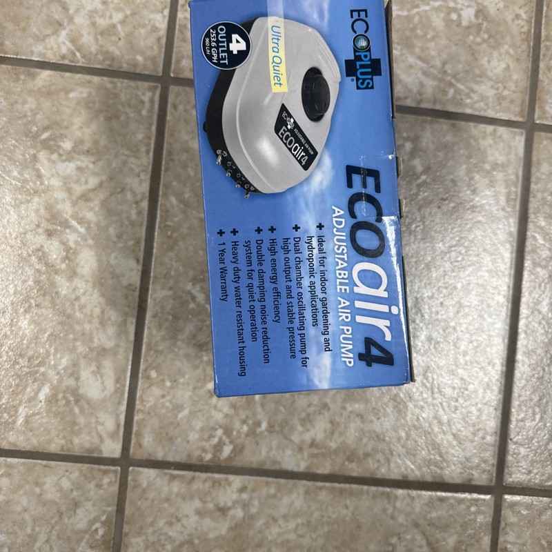 EcoPlus EcoAir4 Eco Air Pump - 4 Four Outlet - 6.5 Watt 253 GPH - Hydroponic New