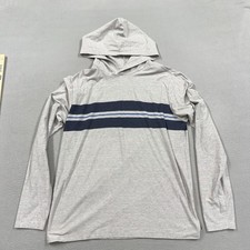 Vineyard Vines Shirt Mens Small Gray Lightweight Hooded Stripe Long Sleeve Tee