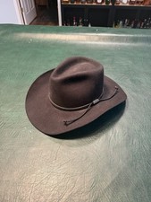 STETSON Carson 4X Beaver Black Fur Felt Cowboy Hat In Original Box, Size 7.
