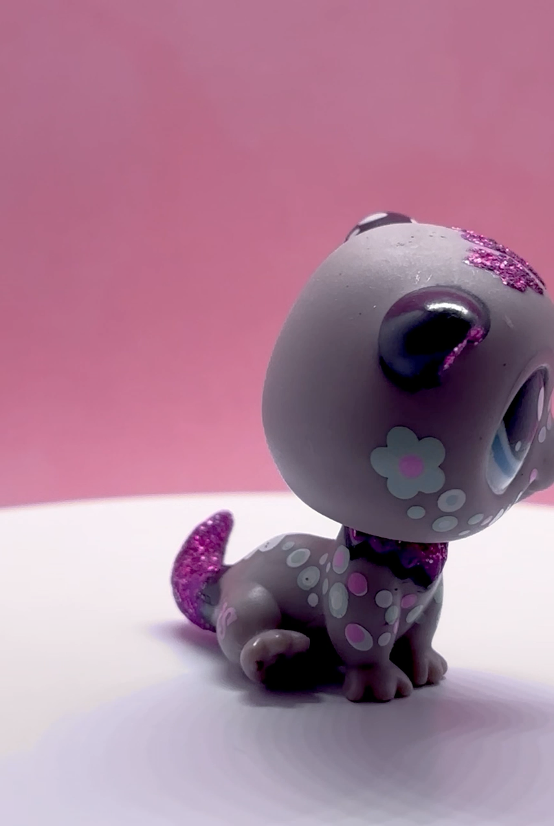LPS Hasbro Grey Pink Glitter Sea Otter #2152 - Authentic Littlest