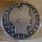 1915 S 50c Barber Half Dollar 90% Silver Coin SEMI KEY Date DATE! Good Details.