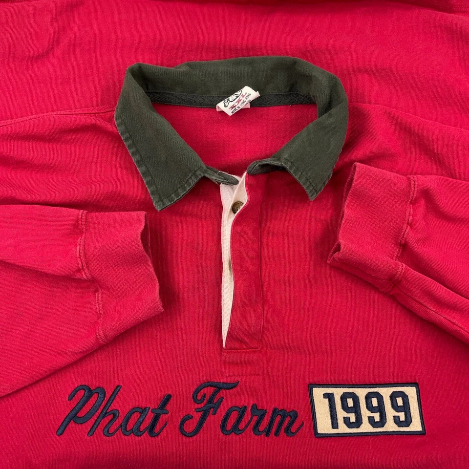 Camisa de Rugby Phat Farm De Colección Hombres XXL 2XL Roja Marrón Hip Hop Street Wear Suelta 99 Foto 3 de 4