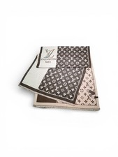 NWT Louis Vuitton Monogram Cashmere and Silk Double-sided Shawl Brown/Khaki