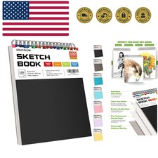9" x 12" Sketch Book, 100 Sheets Top Spiral Bound Acid-Free Sketchbook with 6...